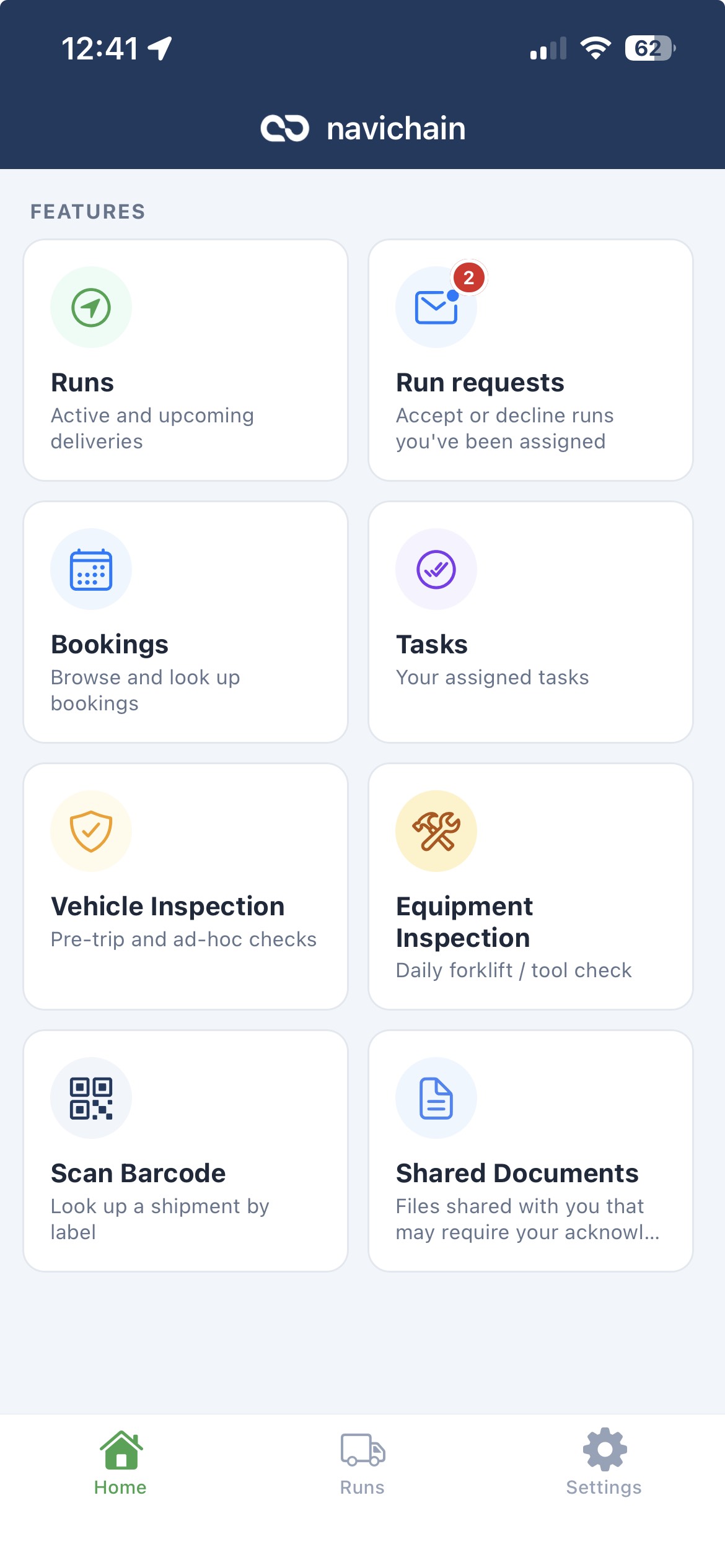 navichain 365 mobile app home screen